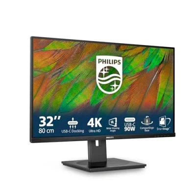 Afbeelding van PHILIPS 32B1U3900 32 inch UHD monitor, in hoogte verstelbaar, luidspreker (3840 x 2160, 60 Hz, HDMI, DisplayPort, USB C (90W PD), hub, RJ45, zwart