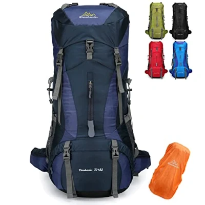 Afbeelding van Doshwin 70L Grote Rugzak Camping Kamperen Trekking Wandelen Hikingrugzakken Wandelrugzakken (met Regenhoes), Donkerblauw, 70 liter