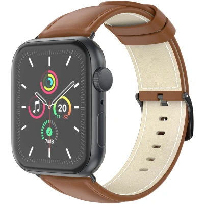 Afbeelding van imoshion Classic lederen bandje voor de Apple Watch Series 1 t/m 9 / SE (38/40/41 mm) 10 (42 Bruin