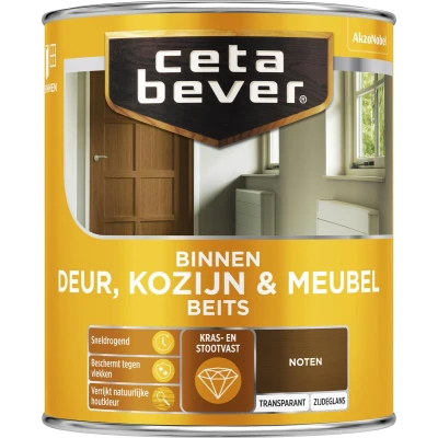Afbeelding van Ceta Bever Binnenbeits Deur, Kozijn &amp; Meubel Zijdeglans Noten 0110 0,75 liter Blanke lak Beits