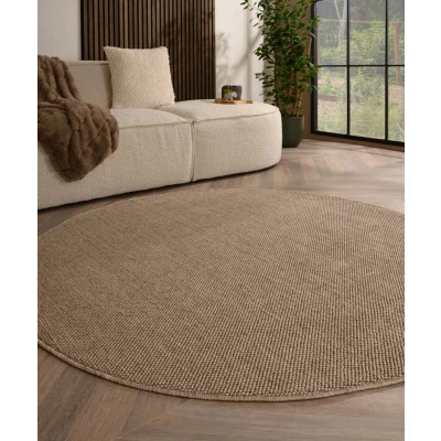 Afbeelding van Rond Laagpolig Vloerkleed Loom Bruin 160 Cm