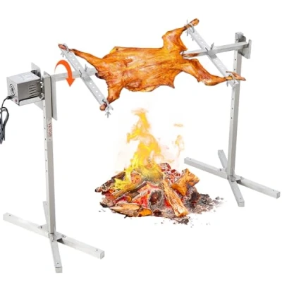 Afbeelding van VEVOR Lamsrooster, varkensrooster, grillrooster, belastbaar tot 60 kg, voor varkensvlees, lam, elektromotor 52 W, commerciële rotisserie van roestvrij staal