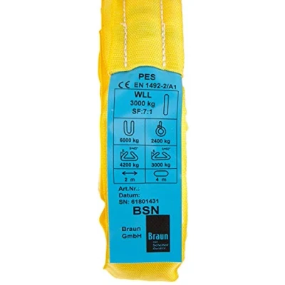 Afbeelding van Braun 30041RS Trekkabel, polyester omhulsel, geel, vermogen 3000 kg / 2 m.