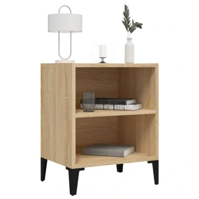 Afbeelding van vidaXL Nachtkastje met metalen poten 40x30x50 cm sonoma eikenkleurig