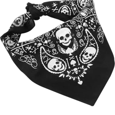 Afbeelding van JJiaoLinin Zwarte bandana met dubbelzijdig doodskopmotief, wit, voor heren/dames, Halloween kostuumaccessoires mannen, vrouwen, volwassenen