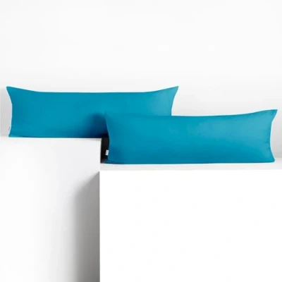 Image de DecoKing 2 taies d&#039;oreiller 40 x 200 cm Coton Fermeture éclair Cyan Ambre