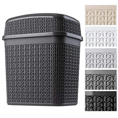 Afbeelding van KADAX afvalemmer voor badkamer, kunststof, met kanteldeksel, keuken, lichte binnenemmer, 5 liter, antraciet