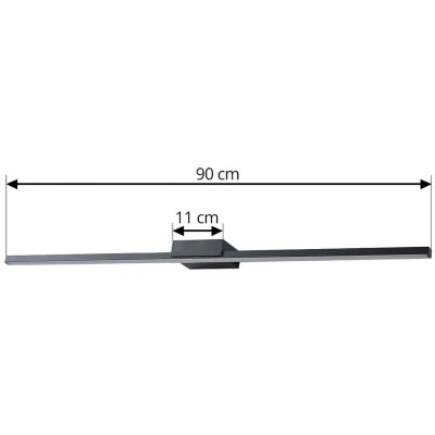Afbeelding van Lucande LED spiegellamp Kivana, zwart, metaal, 90cm, IP44