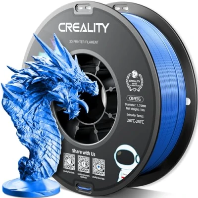 Afbeelding van Creality PETG Filament 1.75mm, Haute Précision, Forte Résistance, Sans Odeur, Meilleur Débit, Imprimante 3D 1kg, Précision 1.75mm +/ 0.03mm, Bleu