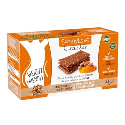 Afbeelding van Skinnylove Bio Boekweit Cracker Kurkuma 72 Crackers Cholesterol verlagend Glutenvrij Afslanken Hongerstillend