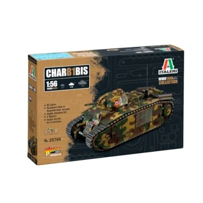 Afbeelding van 1:56 Italeri 25766 Char B1 Bis Tank WWII Plastic Modelbouwpakket