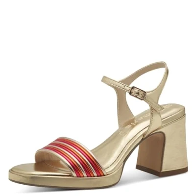Afbeelding van Tamaris Sandalen met plateauzool, Dames, Maat: 39, Gold comb Kunststof