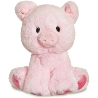 Afbeelding van Aurora pluche knuffeldier varken/biggetje lichtroze 20 cm boerderij dieren thema speelgoed