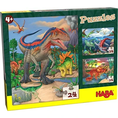 Afbeelding van Haba Legpuzzel Dinosaurussen 3 in 1 Jongens X 24 Stukjes