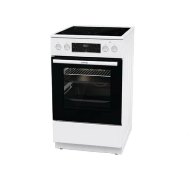 Afbeelding van Gorenje GECS5C60WPA, Vrijstaand fornuis, Wit, Knoppen, Draaiknop, Zilver, LED, Spiraal kookplaat