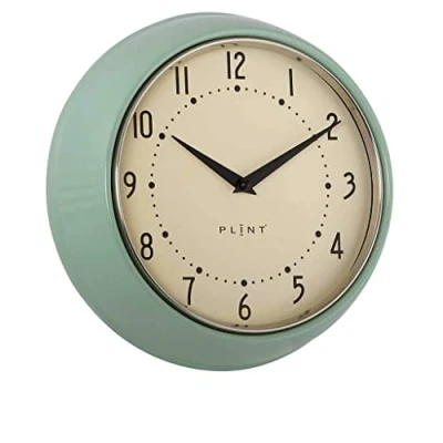 Afbeelding van Plint Retro Wandklok Leaf (groen) look Vintage Luxe