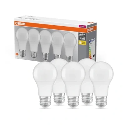Afbeelding van OSRAM LED lamp Classic A 60 E27 mat 8,5W 806 lumen warm wit 5 stuks