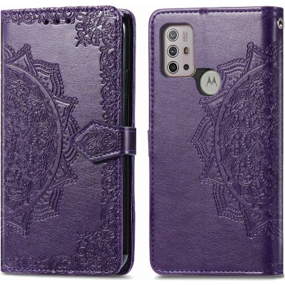Afbeelding van iMoshion Hoesje Geschikt voor Motorola Moto G30 / G20 G10 Power Met Pasjeshouder Mandala Bookcase Paars