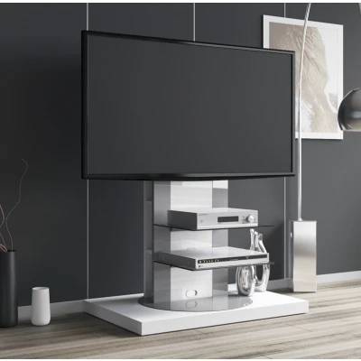 Afbeelding van Tv meubel Roma 2 126 cm hoog in hoogglans wit