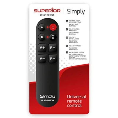 Afbeelding van Superior Electronics Simply SUPTLB001, universele afstandsbediening met leerfunctie, zwart, voor 2 apparaten