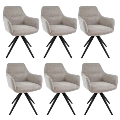 Afbeelding van Set van 6 Kick eetkamerstoel Tom Texture Taupe