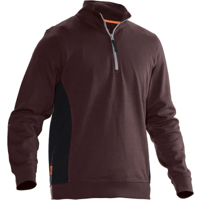 Afbeelding van Jobman 5401 Halfzip Sweatshirt 65540120 Bruin/Zwart
