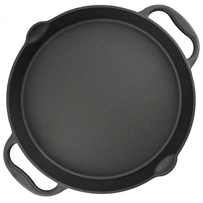 Afbeelding van BBQ Toro gietijzeren grillpan, pan met twee handgrepen en schenktuiten, serveerpan, (diameter 40 cm)
