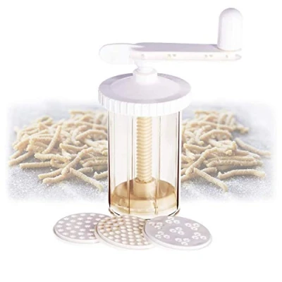 Afbeelding van Tagliapasta Gereedschap voor Passatelli van kunststof levensmiddelen met 3 trils, vaatdoek Passatelli, Bucatini, zelfgemaakt vers deeg Tagliapasta.com [Made in Italy]