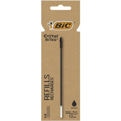 Afbeelding van BIC Cristal Re&#039;New balpenvulling, medium, 3 st, zwart