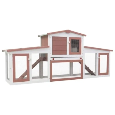 Afbeelding van vidaXL Konijnenhok voor buiten groot 204x45x85 cm hout bruin en wit