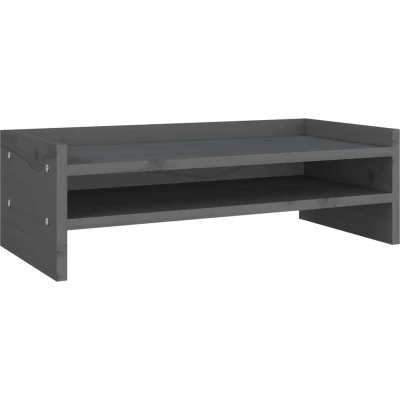 Afbeelding van Monitorstandaard 50x24x16 cm massief grenenhout grijs
