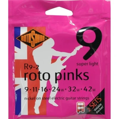 Image de Rotosound R9 2 Roto Pinks Double Decker Jeu de cordes guitare électrique 9 42