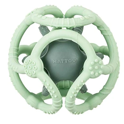 Afbeelding van Nattou Silicone Set Ballen voor Baby&#039;s 2 Stuks Groen