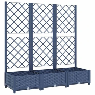 Afbeelding van Plantenbak met latwerk 120x40x121,5 cm polypropeen donkergrijs