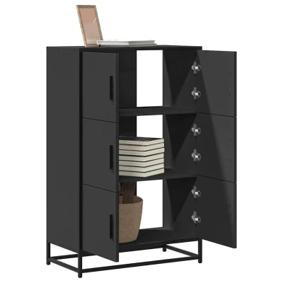 Afbeelding van vidaXL Hoge kast 68x35x106,5 cm bewerkt hout en metaal zwart