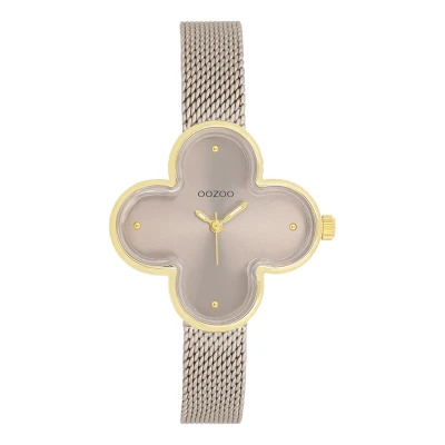 Afbeelding van OOZOO Timepieces Goudkleurige horloge met metalen mesh armband C11528
