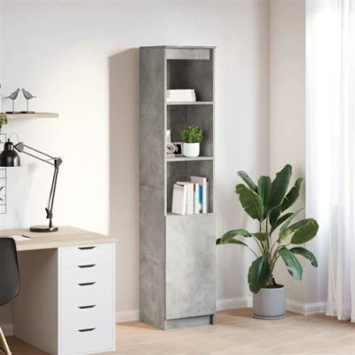 Image de vidaXL Buffet haut gris béton 37,5x35x180 cm bois d&#039;ingénierie861673