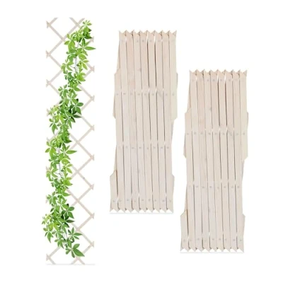 Afbeelding van planten klimrek uitschuifbaar set van 3 180 cm trellis dennenhout wit