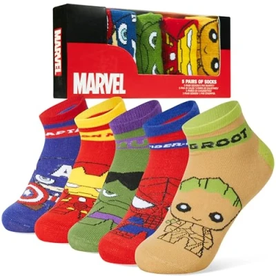 Afbeelding van Marvel Avengers kindersokken, verpakking van 5 paar, zacht, ademend, cadeau voor jongens, Meerkleurig