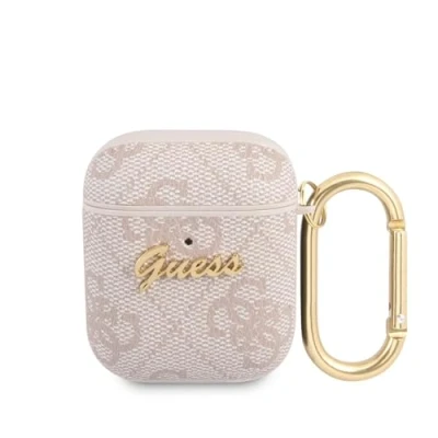 Image de Étui pour AirPods Rigide Design Guess avec Logo en relief Rose