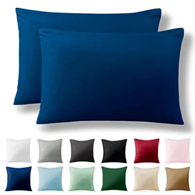 Afbeelding van Alreya verstevigde Kussensloop Set van 2 100% Katoen 40 x 60 cm met YKK Ritssluiting Hypoallergeen zonder Chemicaliën Blauw