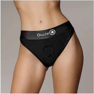 Afbeelding van Shots Ouch! OU828BLKXSS1 Vibrating Strap on Hipster Black XS/S