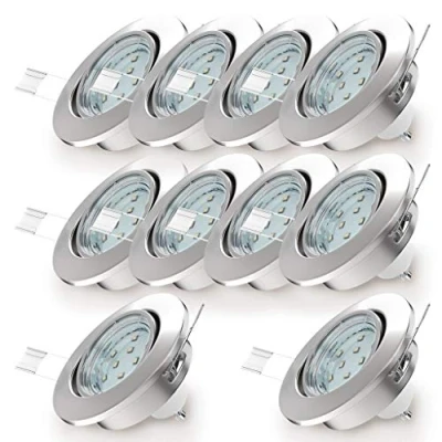 Afbeelding van B.K.Licht Inbouwspots LED 10 stuks ronde vor binnen met GU10 kantelbaar spotjes inbouw IP23 Ø8.6cm 3.000K 250Lm 3W nikkel