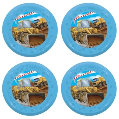 Image de Procos Lot de 4 assiettes en plastique, réutilisables, vaisselle fête pour anniversaire ou à thème, chantier, pelleteuse