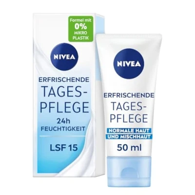 Afbeelding van NIVEA Verfrissende 24 uur hydraterende dagcrème (50 ml), gezichtscrème voor normale en gemengde huid met SPF 15, vitamine E