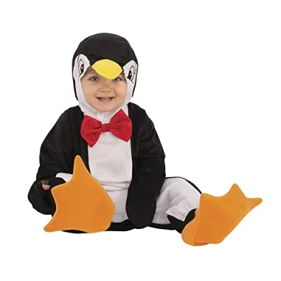 Afbeelding van Rubies Pinguin Kostuum Vinnie De Kind Zwart / Wit Maat 80 Carnavalskleding Verkleedkleding