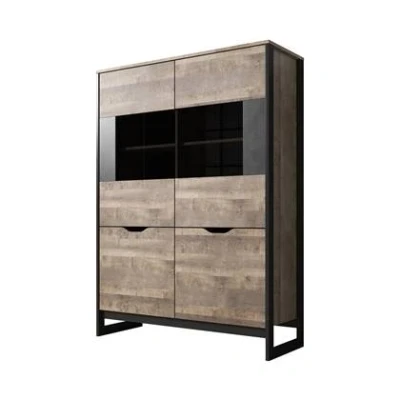 Afbeelding van Meubella Vitrinekast Acasia Grijs Eiken 108 cm
