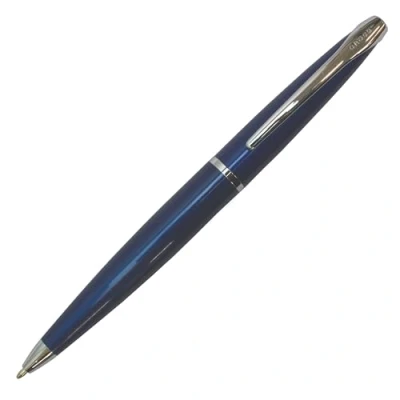 Afbeelding van CROSS ATX Doorschijnende blauwe balpen met verchroomde accenten/navulbare pen Inclusief klassiek etui en zwarte balvulling