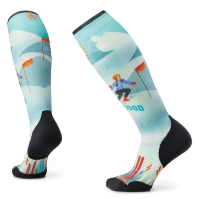 Afbeelding van Smartwool Capri Skisokken voor dames met gericht kussen, sneeuwkonijnenprint, S