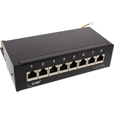 Image de Panneau de raccordement InLine®, ensemble table / mur Cat.6A, 8 ports, noir RAL9005